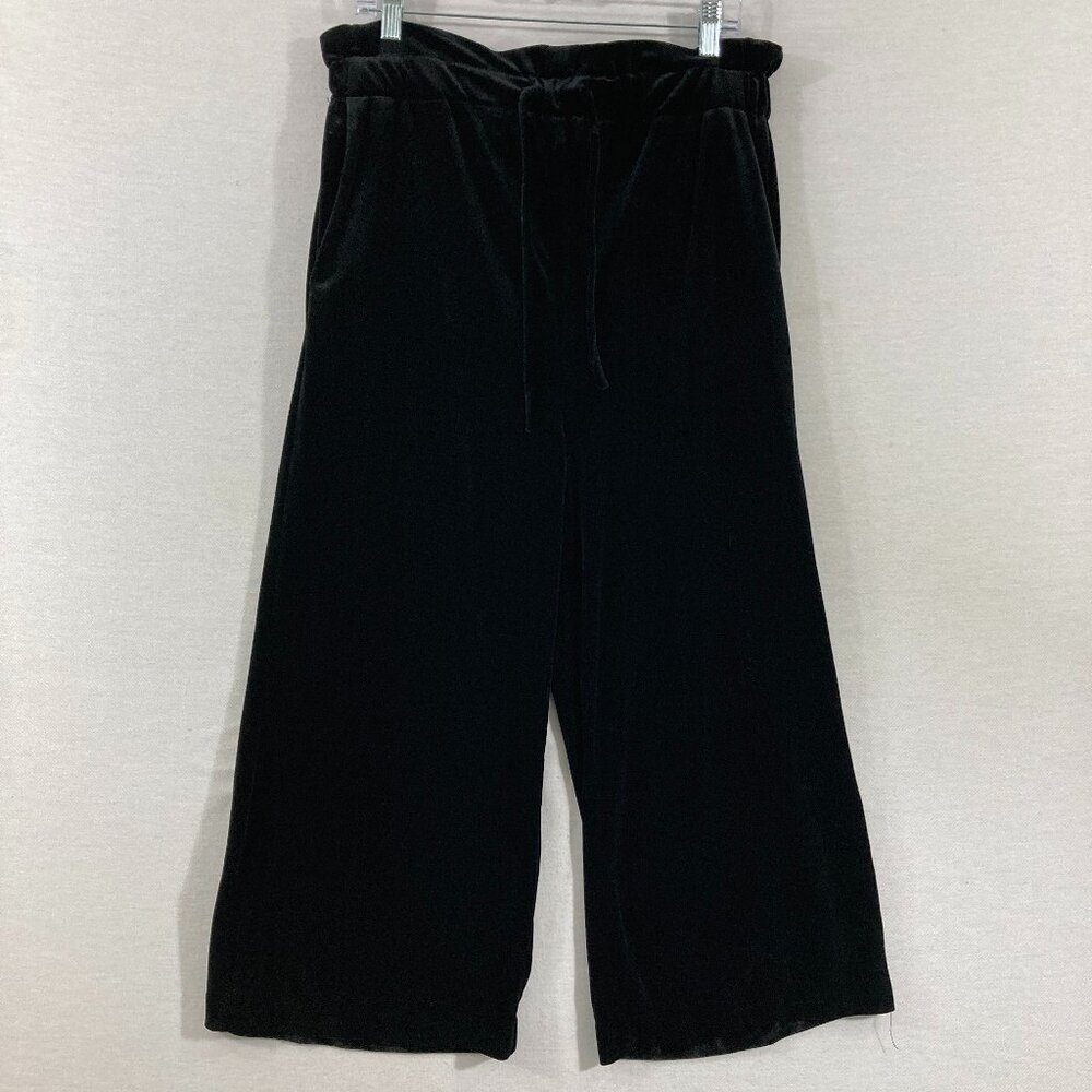 New Cynthia Rowley Large Black Drawstring Wide Leg‎ Pull-on Crop Pants
